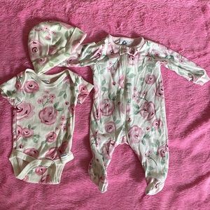 New Born. Onsie, Pajama and Hat Set!